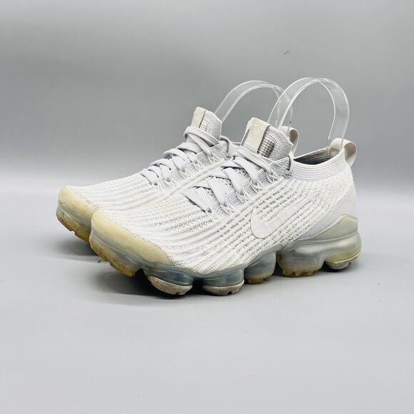 Nike Shoes Womens 7 Triple White Air Vapormax Flyknit Running Athletic Sneakers - Picture 3 of 9